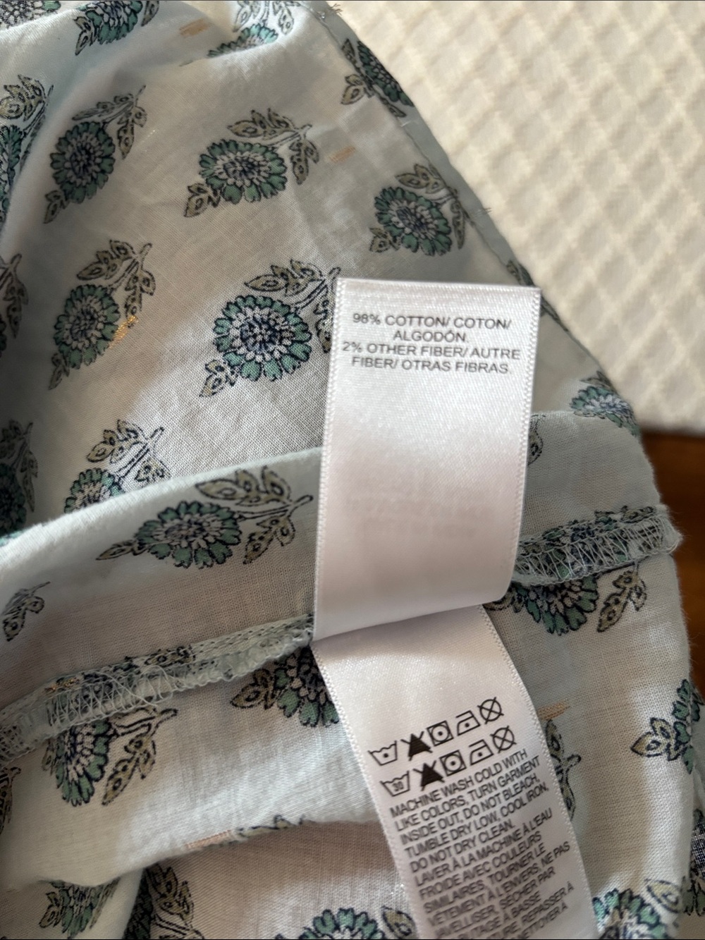 Lucky Brand Light Blue Print Sleeveless Button Front Top - Picture 9 of 9
